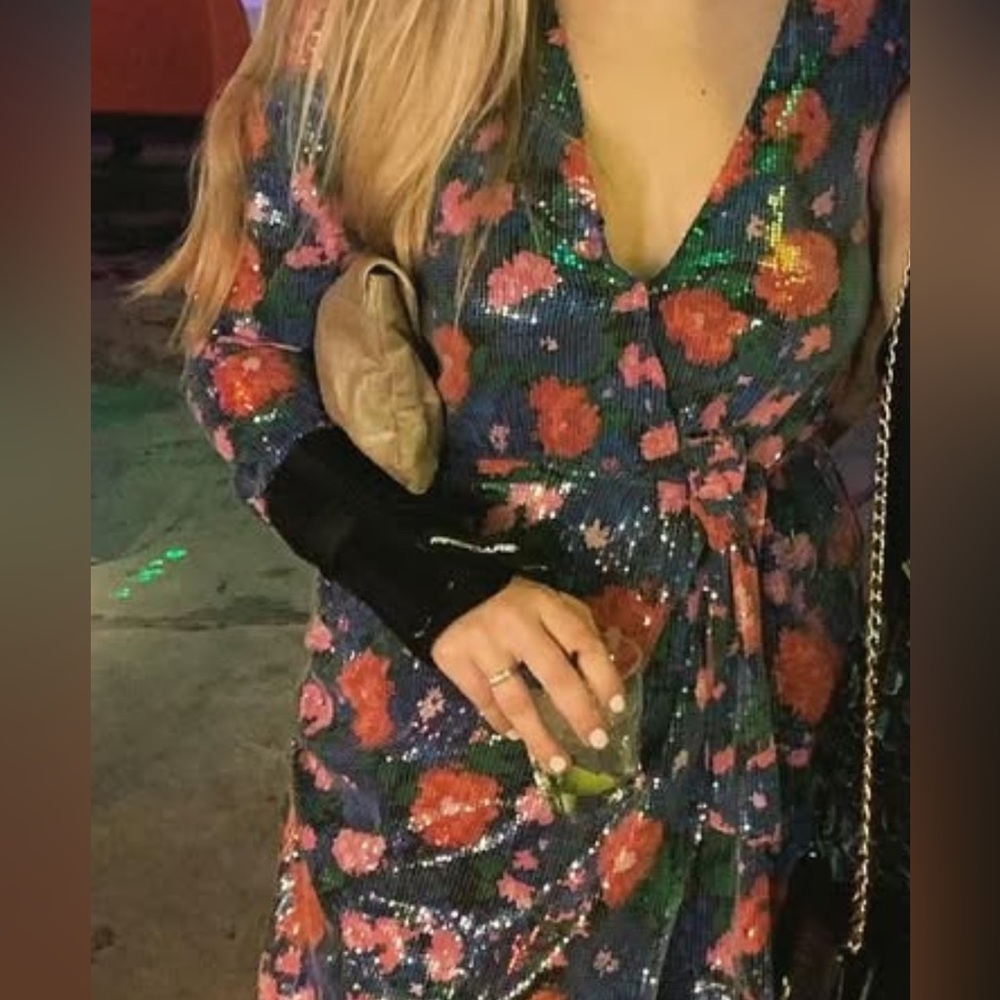 WAYF sequin blazer dress floral mini